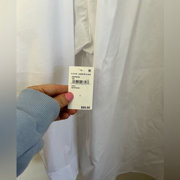 Good American White Button Down Unisex Shirt NWT large - Picture 7 of 8